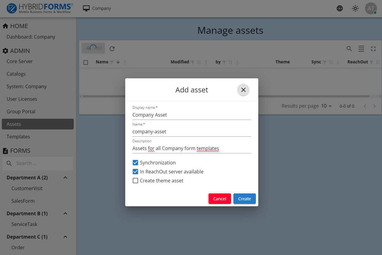 Create new asset