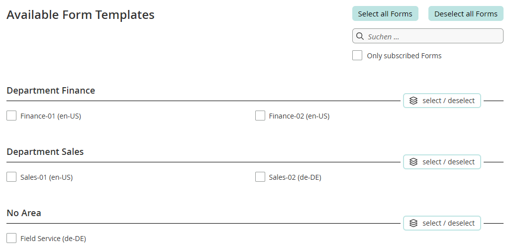 Example forms structure formDev