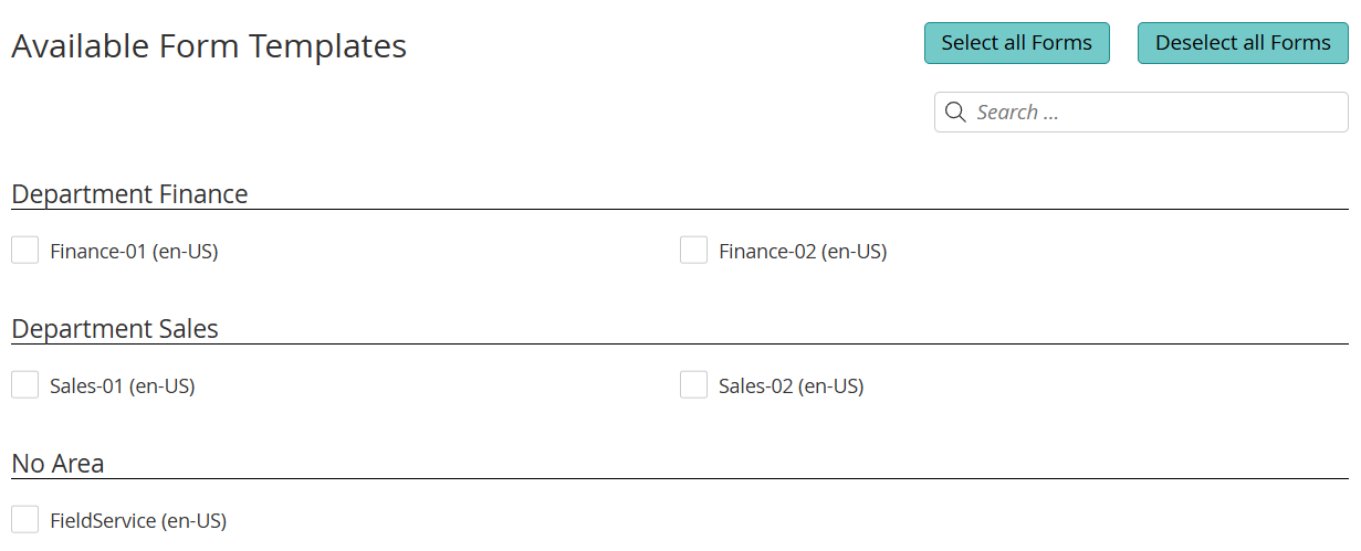 Example forms structure formDev