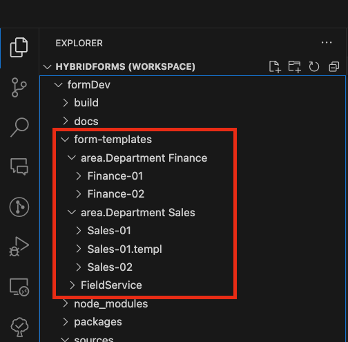 Example folder structure formDev