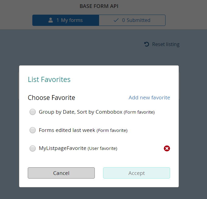 ListPage Favorites