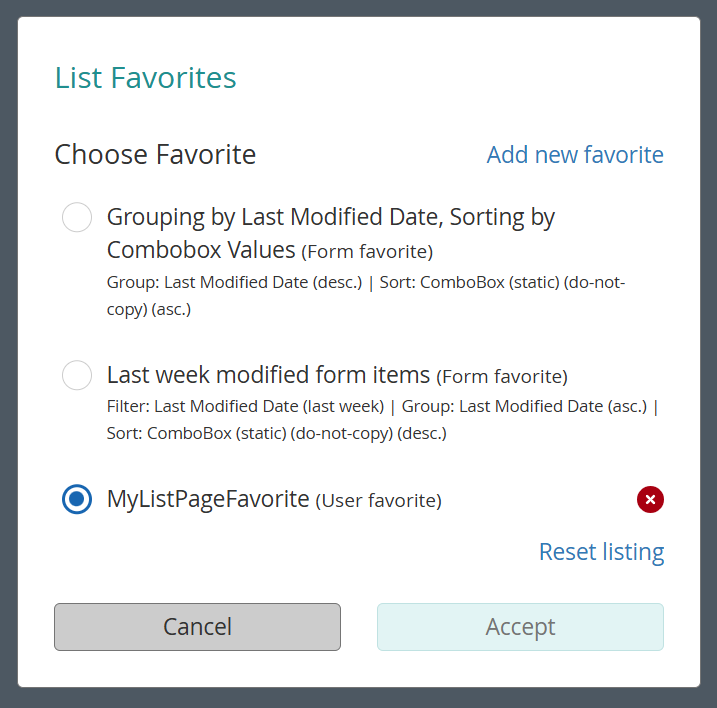 Light ListPage Favorites