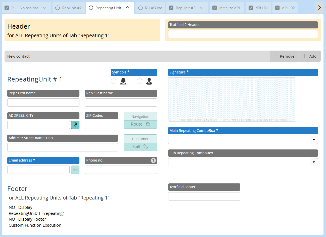 Repeating Units plus Header and Footer