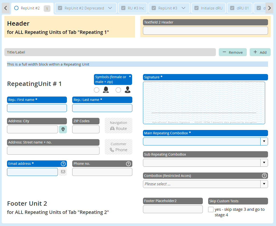 Repeating Units plus Header and Footer