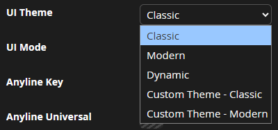 Dark UI Theme selection